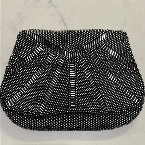 Elegant Black Beaded Clutch - Picture 1 of 4